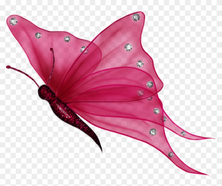 pink flying butterfly clipart