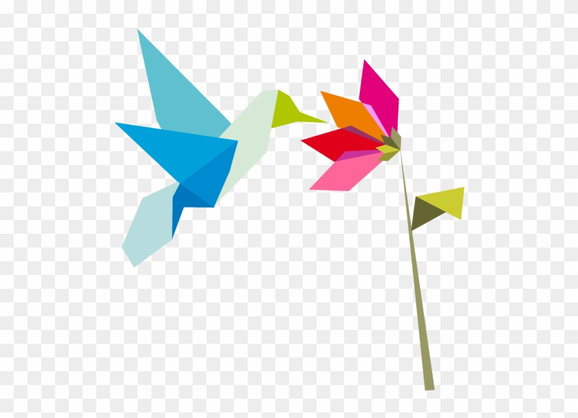 Origami Hummingbird Symbolizing Google's Newest Algorithm - Origami Flower Vector #275880