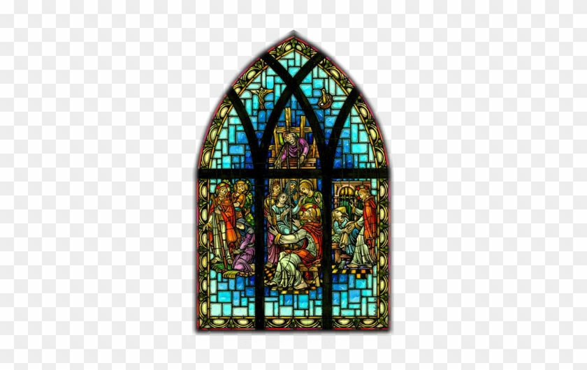 The Great Physician Window Features Three Scenes Depicting - Stained Glass Windows Png #276237