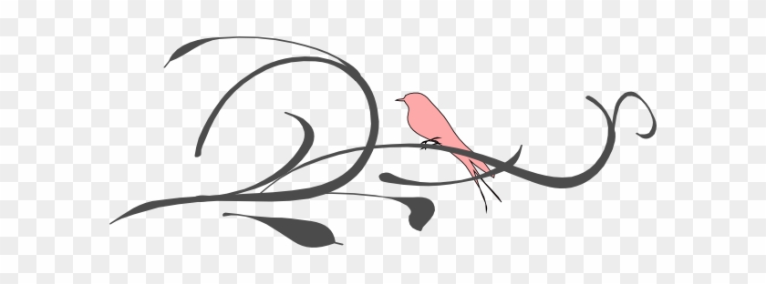 Pink Bird On A Branch Clip Art - Clip Art #276643