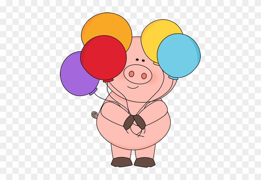 Pig With Balloons - Pig With Balloons Clipart #276732