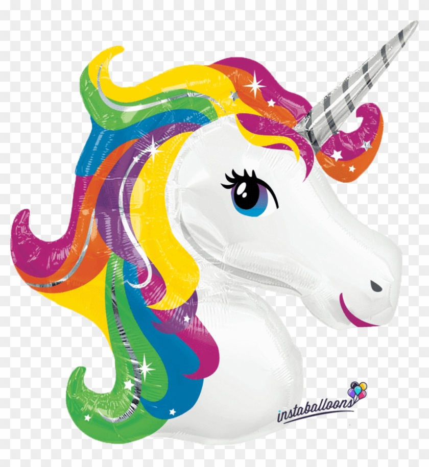 Rainbow Unicorn Jumbo 33" Balloon - 1 X Unicorn Head Helium Foil Balloon Supershape 38 #276827