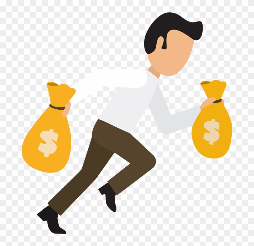 Cartoon Business Man Run With Money Bags 1designshop - Man With Money Png #277341
