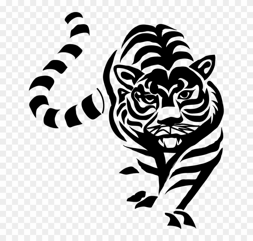 Black And White Tiger Clipart - Free Tiger Clipart Black And White #277448