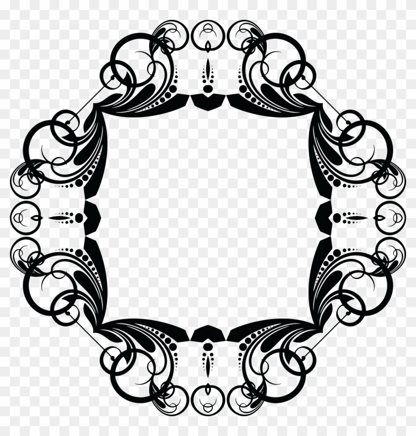 Free Clipart Of A Frame Design Element - Black And White Flower Circle Border Pattern #277465