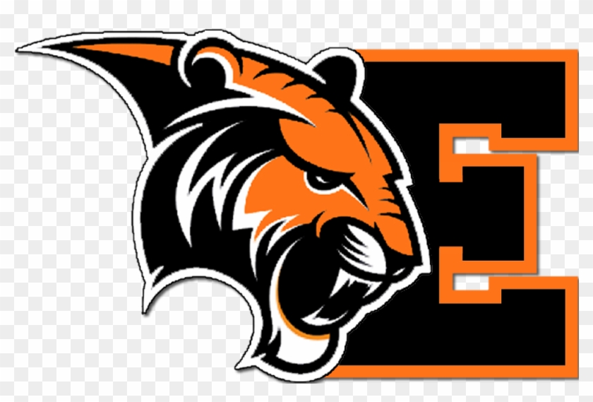 Black E Large Tiger Orange - Erie High School Colorado Logo #277503