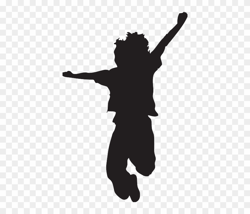 Jumping Silhouette Clipart - Kid Silhouette Vector #277528