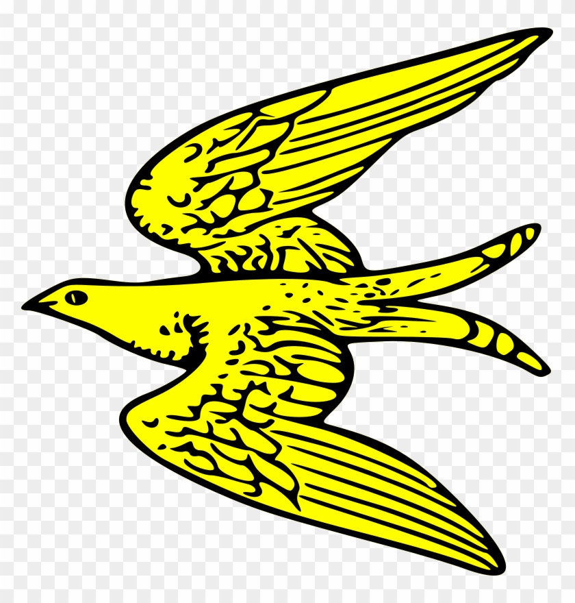 Flying Yellow Bird Svg Clip Arts 582 X 599 Px - Bird On Coat Of Arms #277555