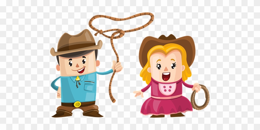 Couple Cowboy Boy Girl Love Man Woman Outd - Cartoon Cowboy And Girl #277745