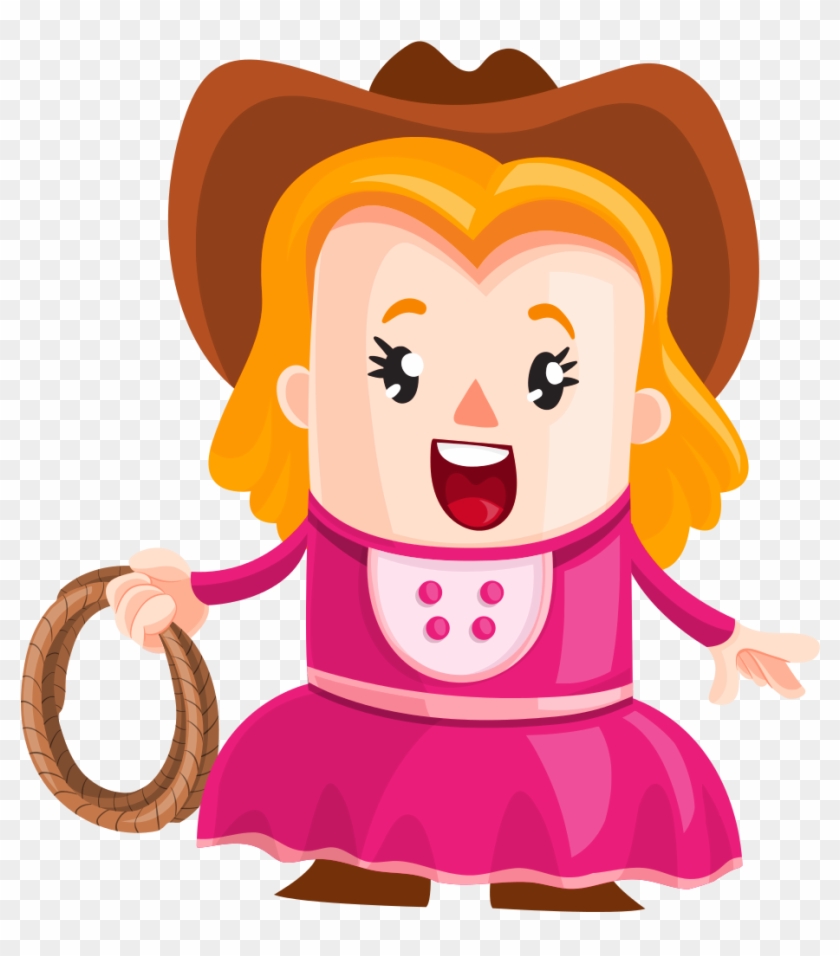 Cowboy Girl Vector Png Image - Cartoon #277753