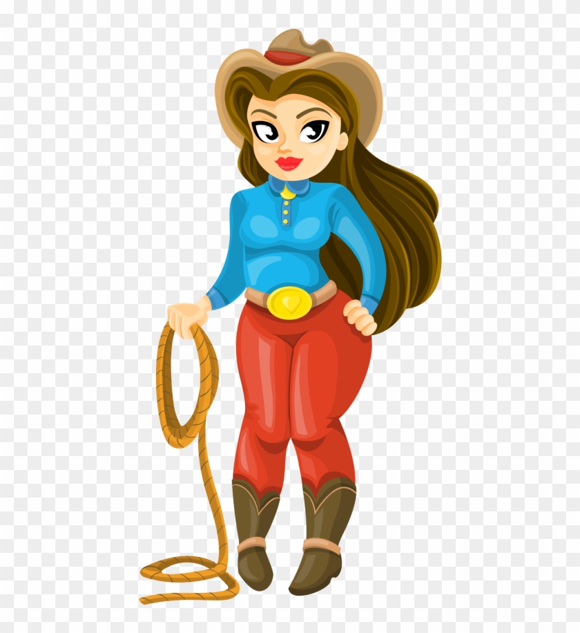 Cowboy Girl Vector Png Transparent Image - Cowboy Girl Cartoon #277755