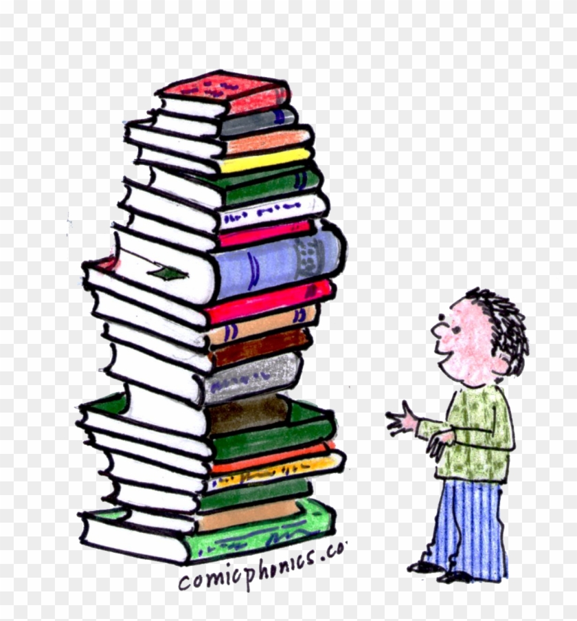 Preschooler Looking At A Tall Stack Of Books - Book #277776