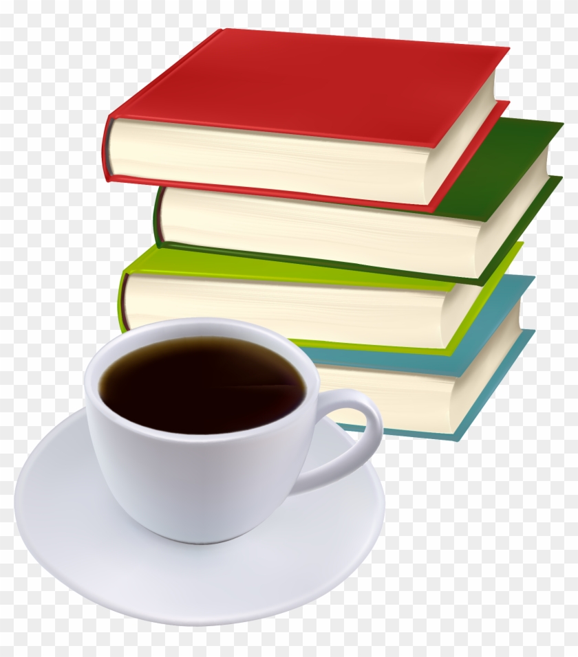 Books And Coffee Vector - Transparent Stack Of Books #277810