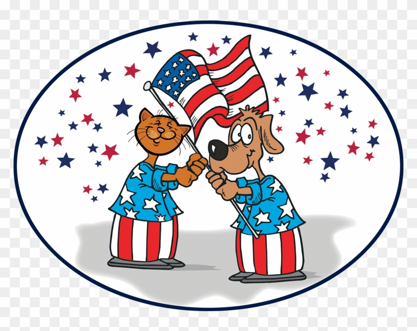 Dog And Cat With The Us Flag - American Flag Clip Art #278054