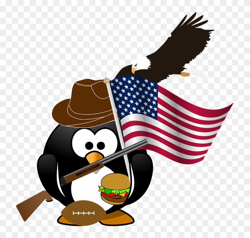 Penguin, Flag, Eagle, American, Patriotic, Burger, - Eagle With White Background #278057