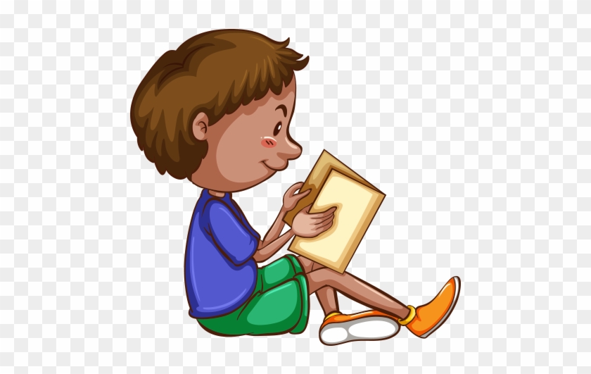 Clipart Oturarak Kitap Okuyan Çocuk - Reading And Writing Kids #278090