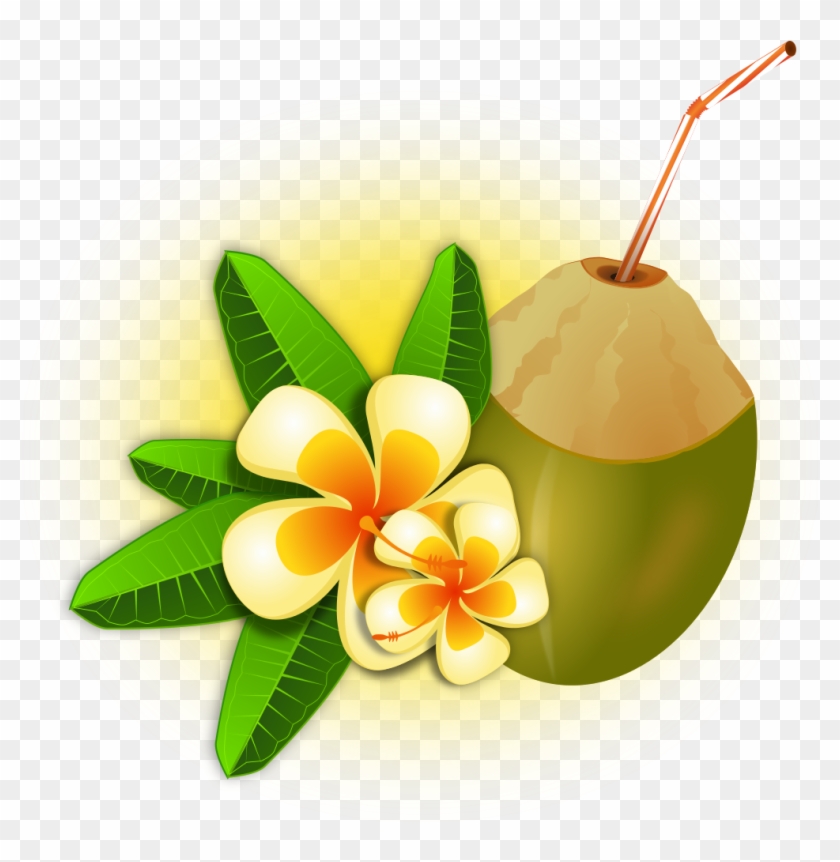 Hawaii Clipart Hawaiian Food - Tropical Coconut Cocktail Floral Wall Tapestry #278188