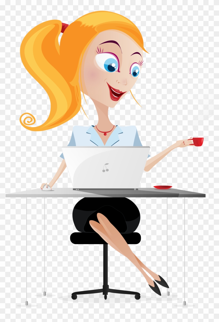 Woman Vector Character - Png Woman Laptop Cartoon #278274
