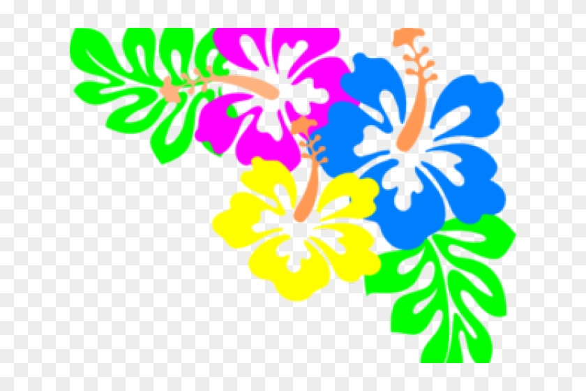 Hibiscus Clipart Rainbow - Hawaiian Flowers Border Png #278338