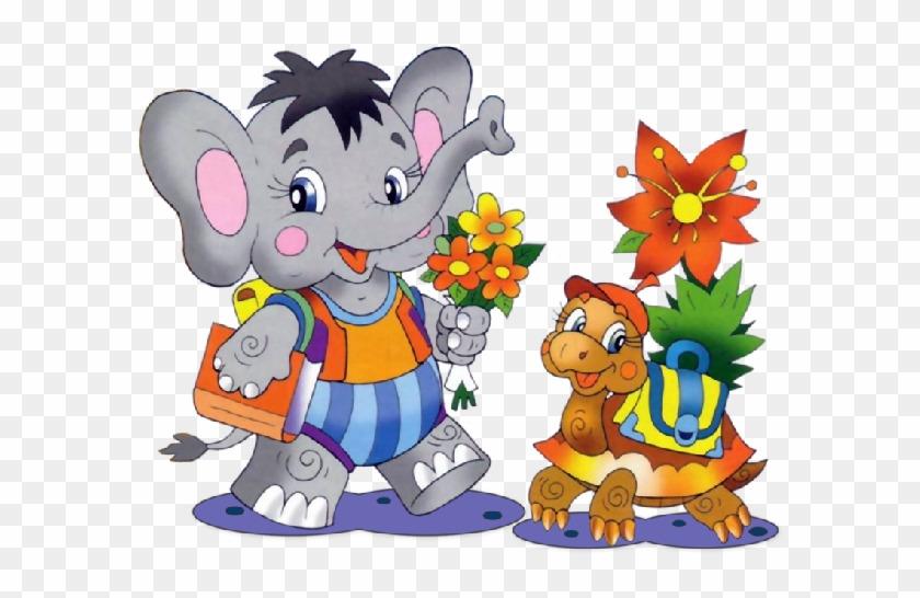 Baby Cartoon Elephants With Flowers Clip Art Images - Baby Cartoon Characters Elephant #278753