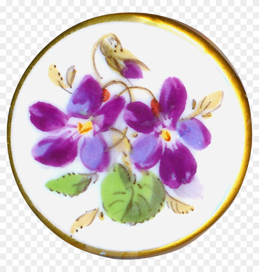 Button Early Meissen Porcelain Violets With Distinctive - Viola #279251