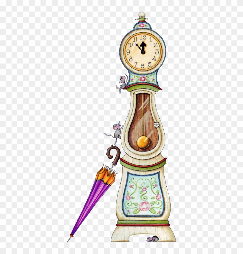 Hickery Dickery Dock Art Print - Grandfather Clock Vintage Clipart #279521