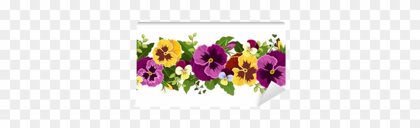 Horizontal Seamless Background With Pansy Flowers - Flores En Fondo Transparente #279887