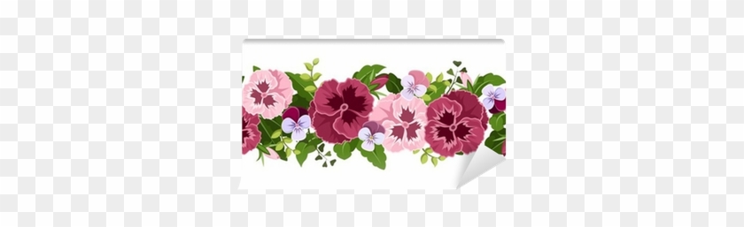 Horizontal Seamless Background With Pansy Flowers - Анютины Глазки В Векторе #279896