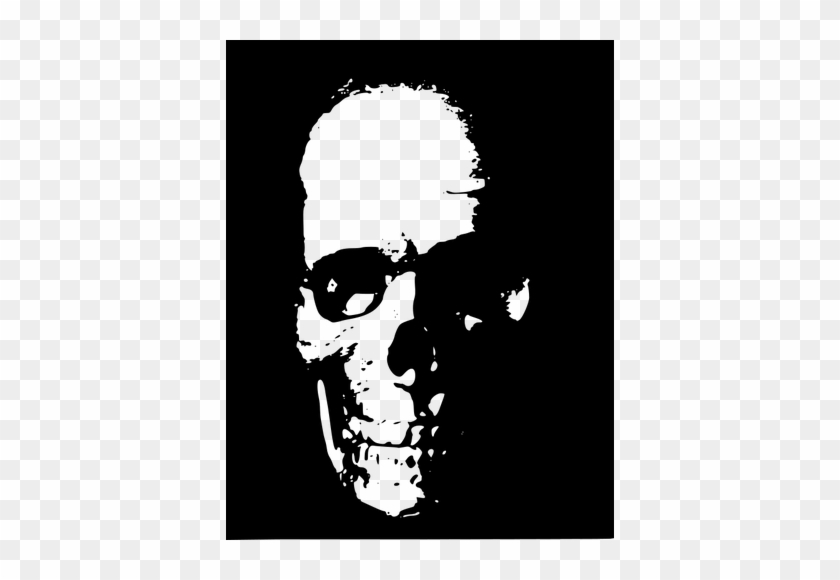 Vector Drawing Of Human Skull On Black Background - Skull White Png Transparent #279907