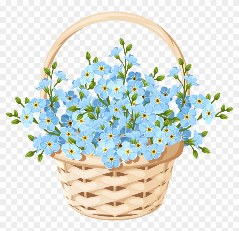 Pink Flower Clipart Flower Basket - Basket Of Flowers Clip Art #280049