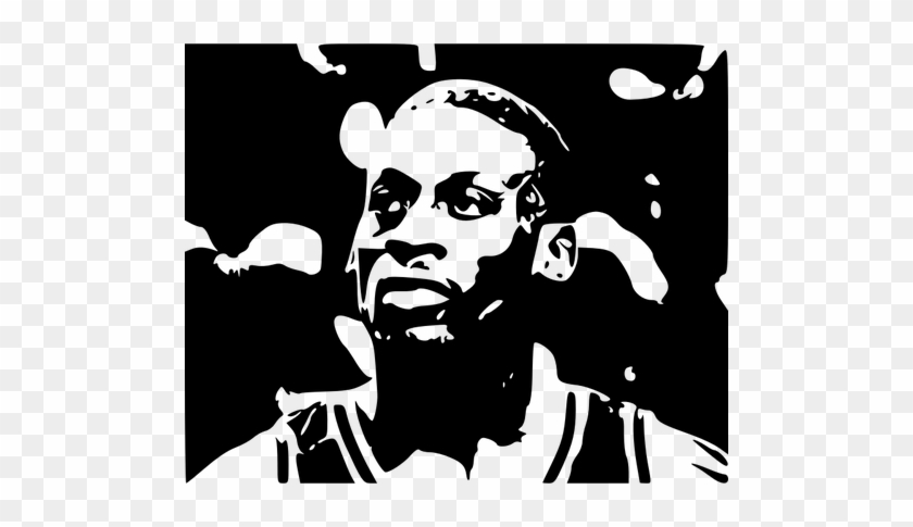 Dennis Rodman Portrait Vector Drawing - Dennis Rodman Black And White #280385