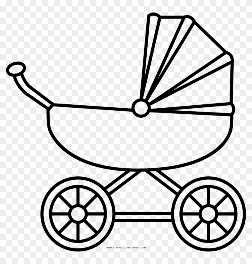 baby carriage clipart black and white