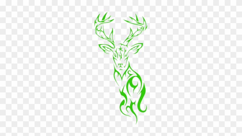 Tribal Deer Head Silhouette Vinyl Decal Sticker, Premium - Tribal Deer Tattoo Design #280784