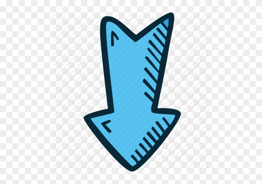 Down Arrow - Blue Hand Drawn Arrow Png #280884