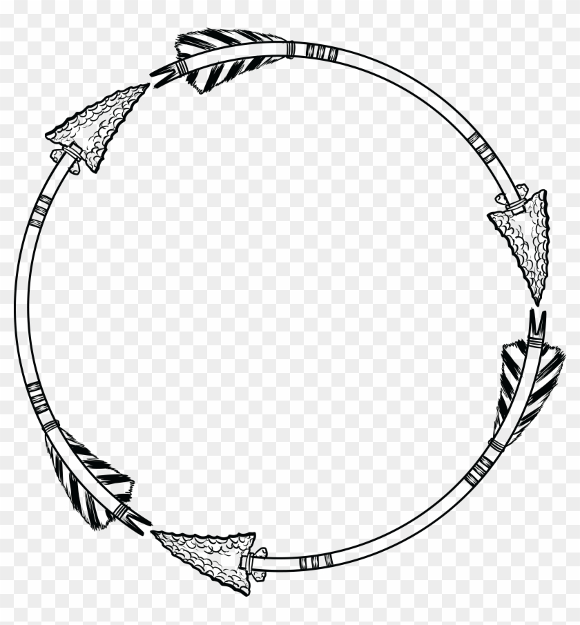 Free Clipart Of A Flint Arrow Circle Shaped Frame - Bohoarrow Clip Art #280976