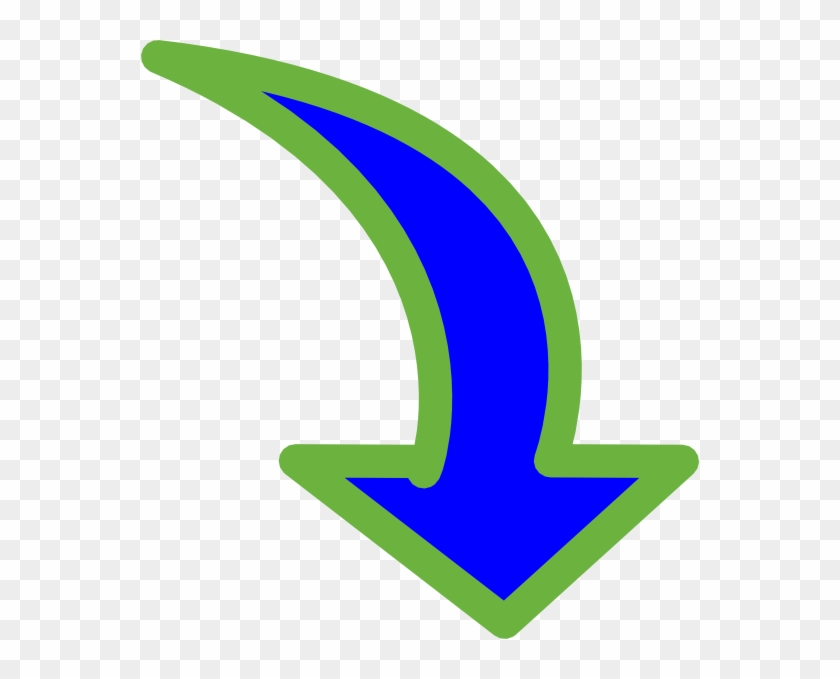 Curved Arrow Bright Blue Small 3 Clip Art At Clker - Curved Arrow Pointing Down #281321