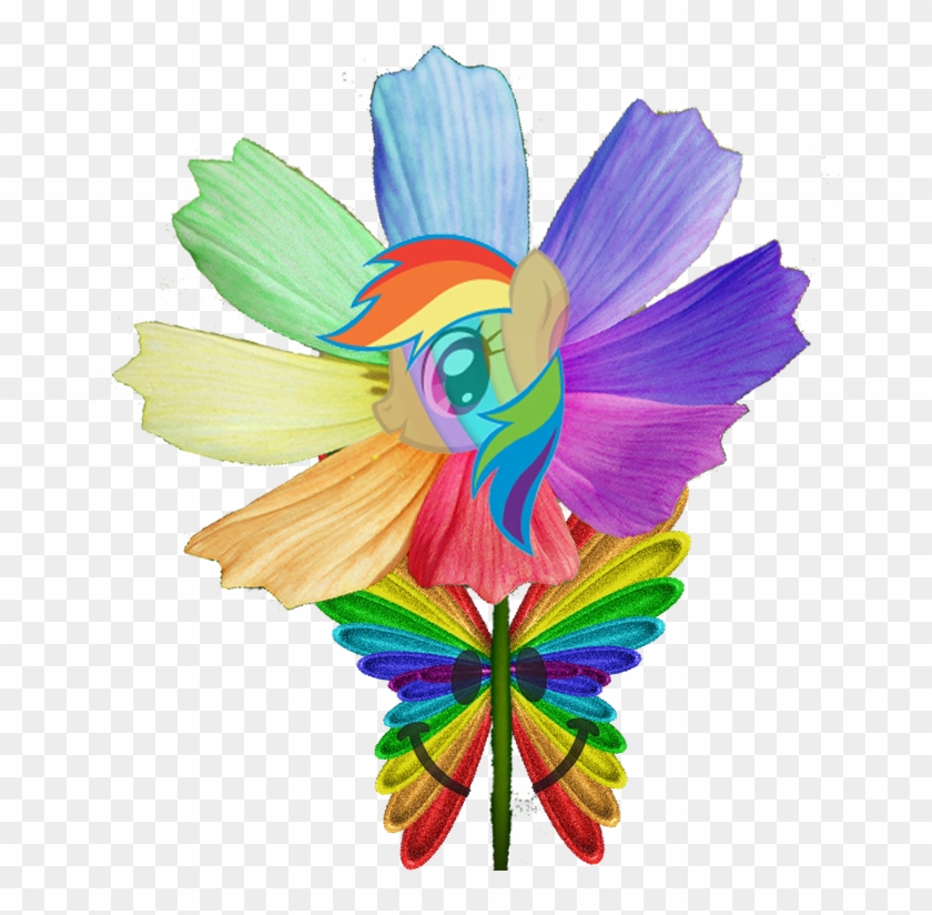 Happy Rainbow Butterfly Pony Flower By Animat505-d4lxjub - Happy Rainbow Butterfly Pony Flower By Animat505-d4lxjub #281335