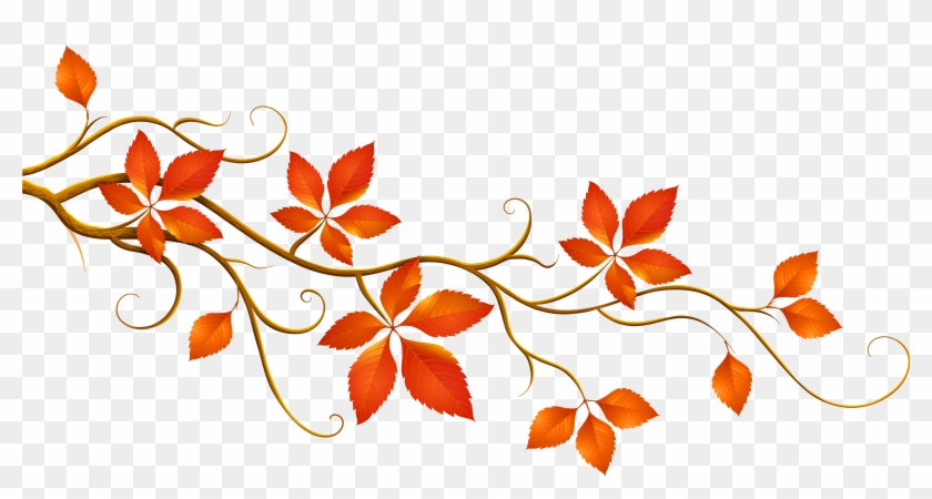 Decorative Branch With Autumn Leaves Png Clipart - Fall Leaves Banner Clip Art #281370