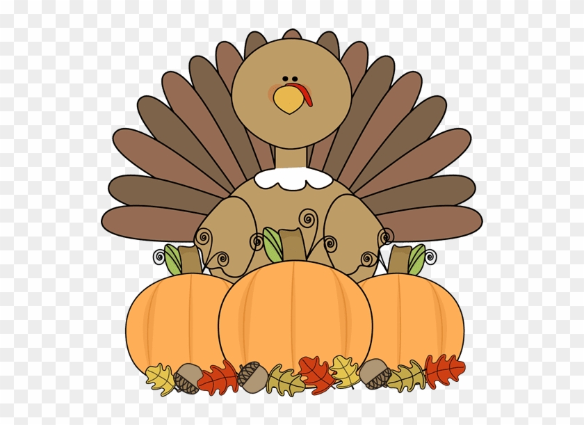 Turkey And Pumpkins - Cute Thanksgiving Clip Art #281522