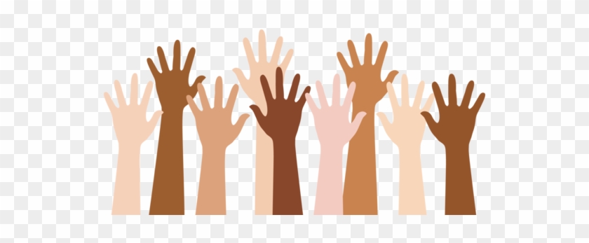 Diverse People Raising Hands - Hands Raised Clipart #282113