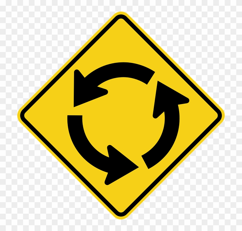 Sign, Arrow, Circle, Traffic, Round, Roundabout, Road - Round About Sign #282155