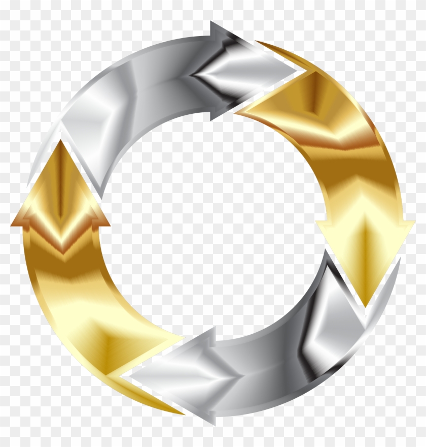 Gold And Chrome Circular Arrows - Circle Arrow Gold Png #282379