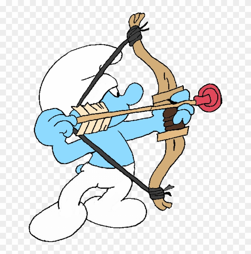 Clumsy Smurf Doing Archery - Smurf Bow Arrow #282446