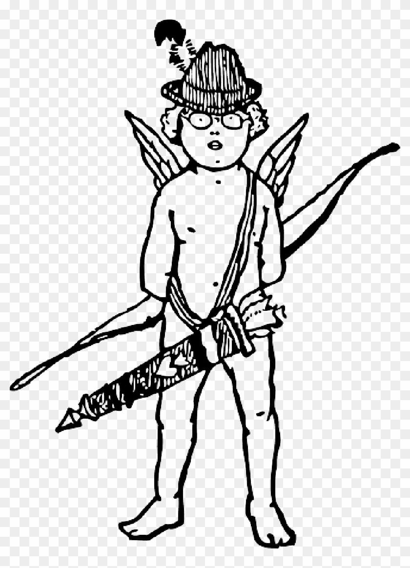 Black, Arrow, Boy, White, Hat, Wings, Bow, Cupid - Cupid #282466