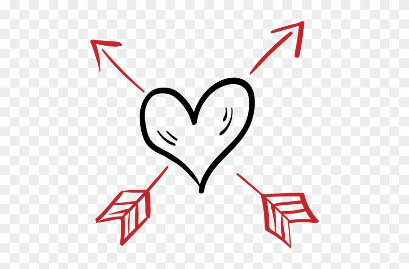 Heart With Crossed Arrows Sticker - Coração Com Flecha Png #282807