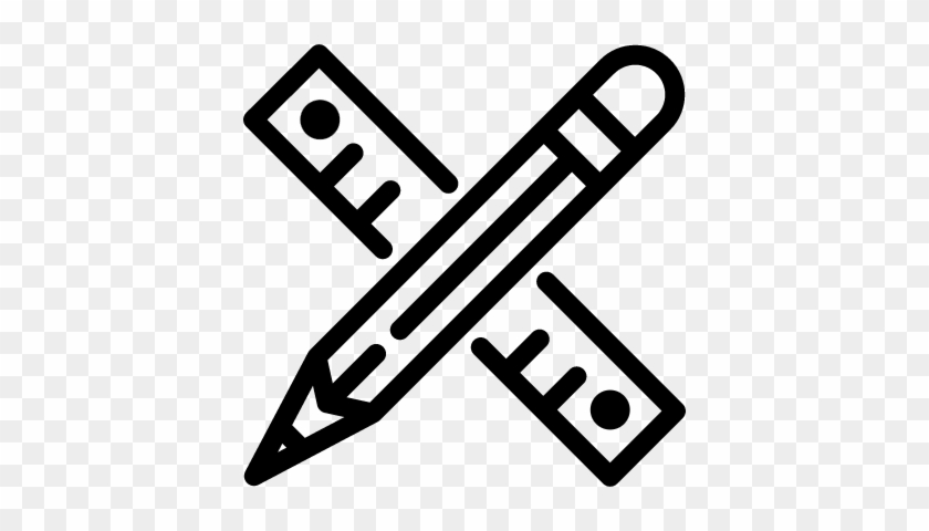 Pencil And Ruler Crossed Vector - Icono Regla Y Lapiz #282819