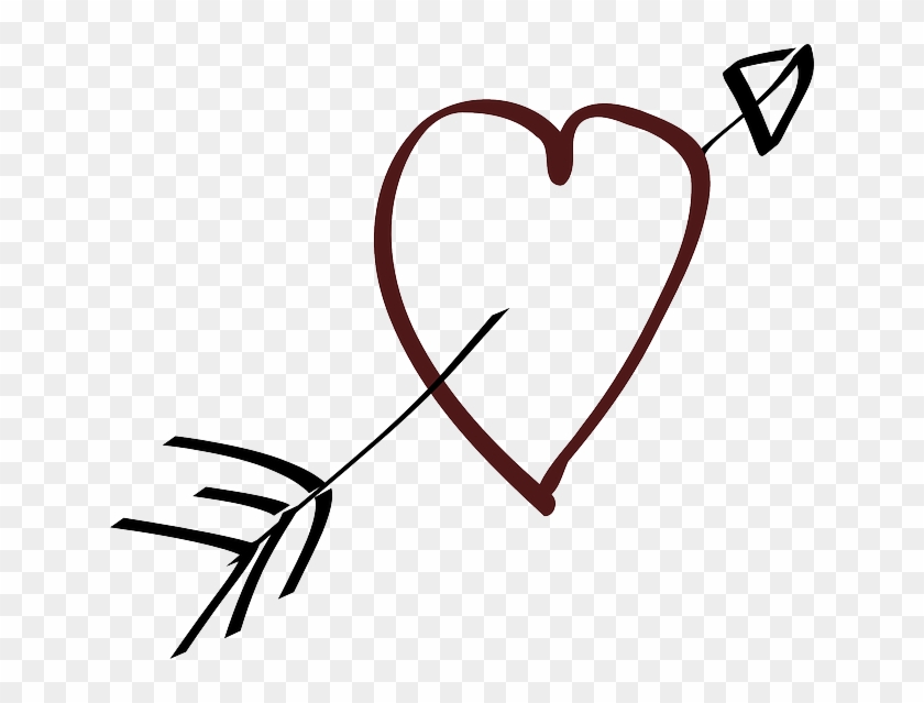 Love, Heart, Arrow, Stylistic, Hand Drawn - Heart With Bow And Arrow #282939