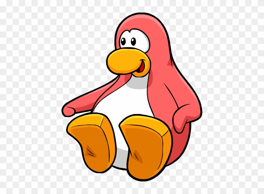 Club Penguin Peach Penguin Cutouts - Club Penguin Sitting Down #283069