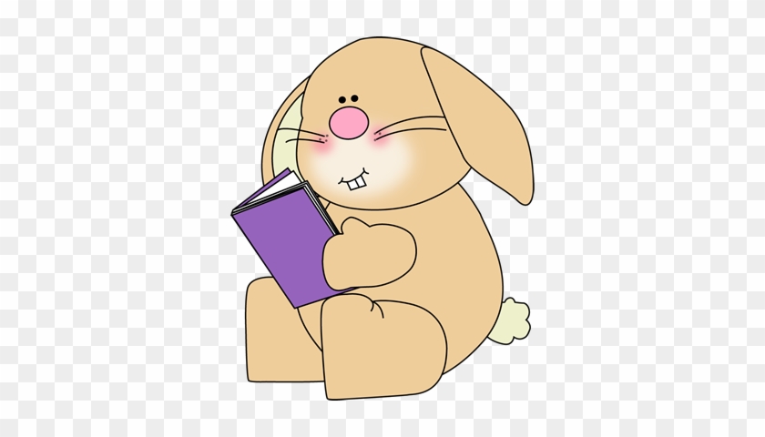 Bunny Reading School Book Clip Art - Rabbit Reading A Book Clipart #283126