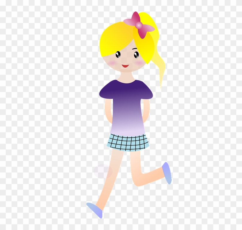 Running Girl Clipart 14, - Desenho De Menina Com Rabo De Cavalo #283257